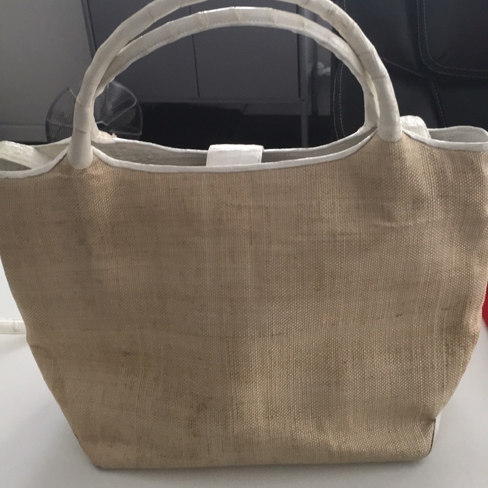Nancy Gonzalez white crocodile and rattan bag - Picture 6 of 7